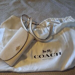 Coach Cream Clutch and Wristlet Set